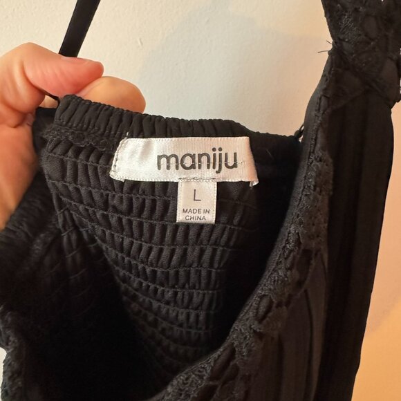 MANIJU long black dress size L - Picture 3 of 4